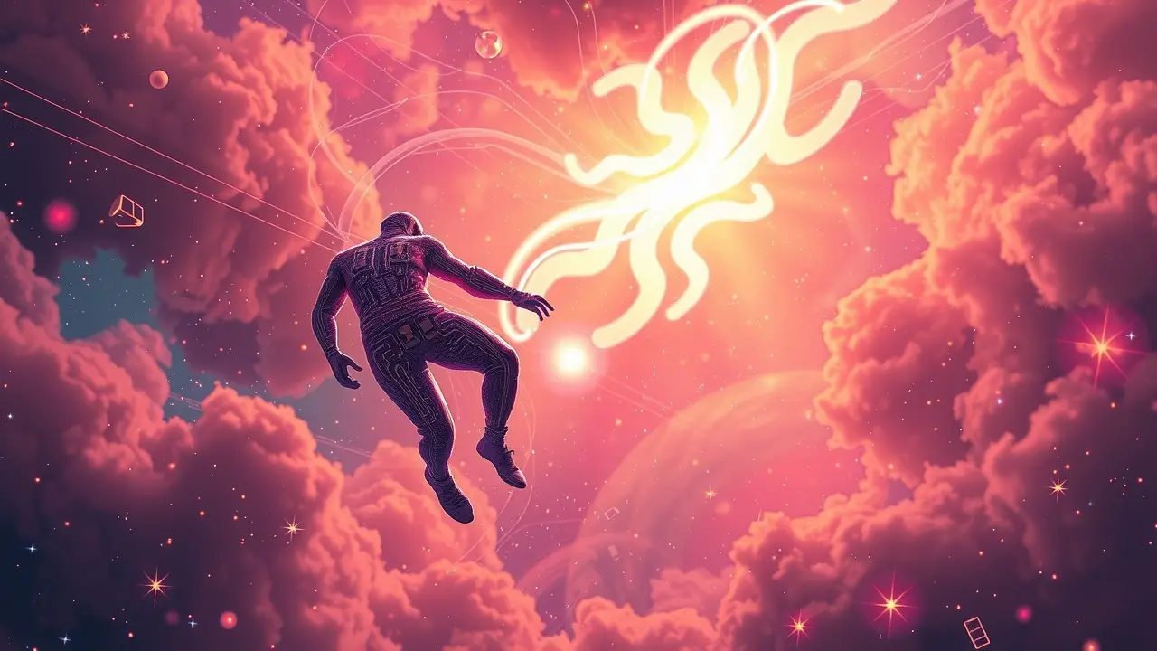 Jumper feito de circuitos flutuando no céu