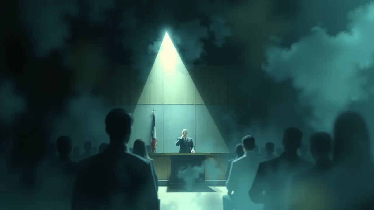 Pessoa tentando se justificar em um tribunal em sonho