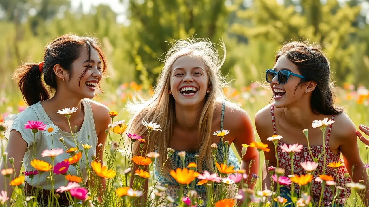 Sonhar com Juventude: Desvende os Significados e Simbolismos Jovens sorrindo em campo florido