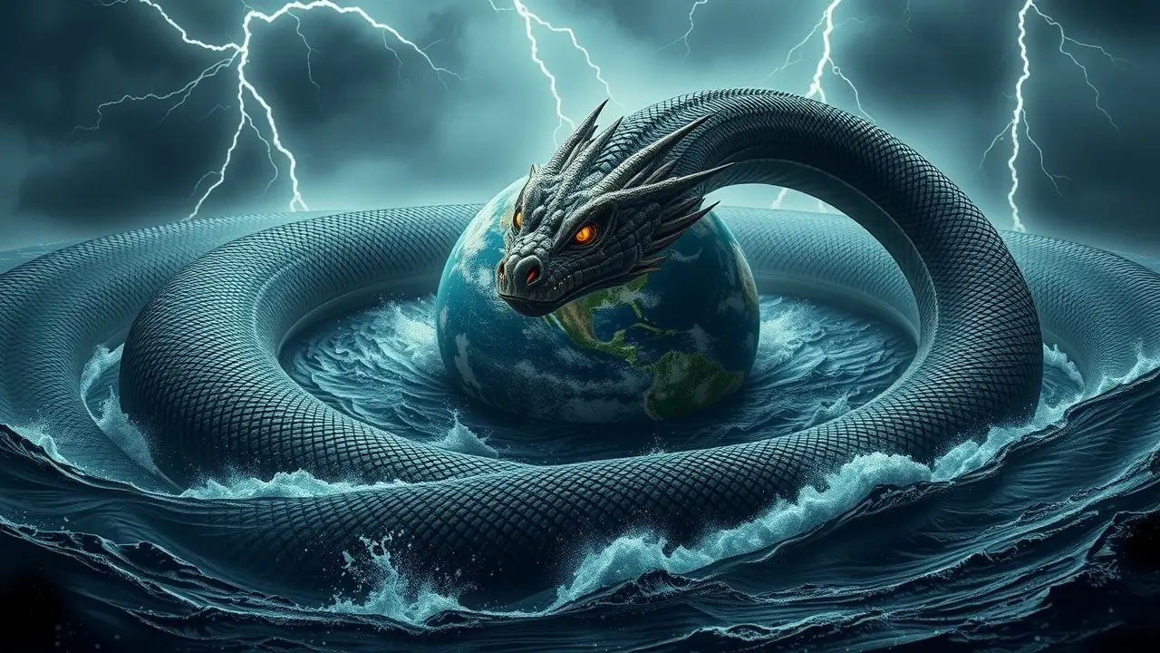 Jörmungandr envolvendo a Terra