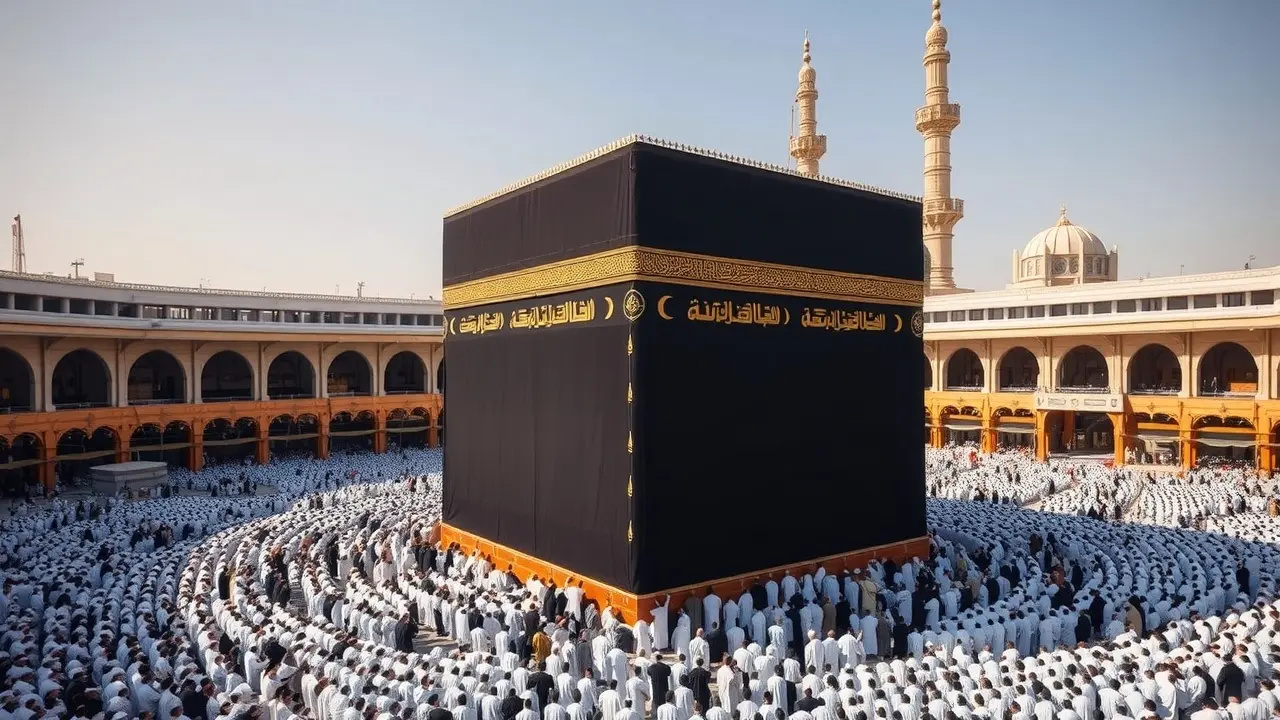 Peregrinos orando ao redor da Kaaba