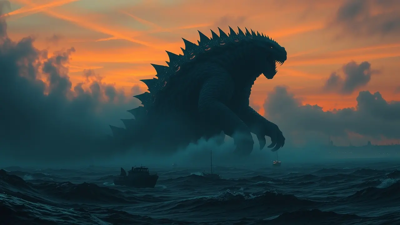 Kaiju emergindo do mar
