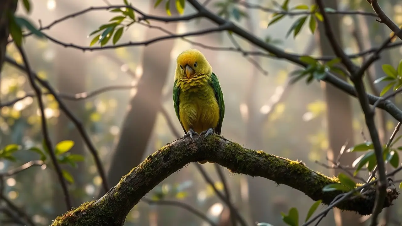 Sonhar com Kakapo: Decifre os Mistérios e Simbologias! Kakapo colorido em floresta da Nova Zelândia