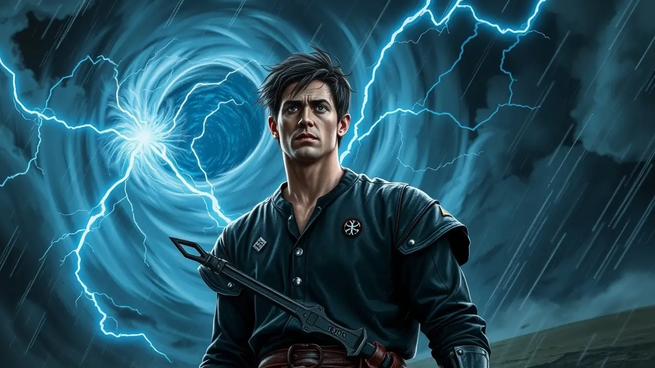 Kaladin Stormblessed em meio à tempestade.
