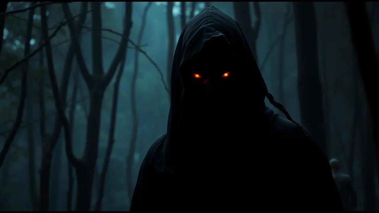 Sonhar com Kato: Descubra o Significado e as Mensagens Ocultas Figura misteriosa em floresta escura