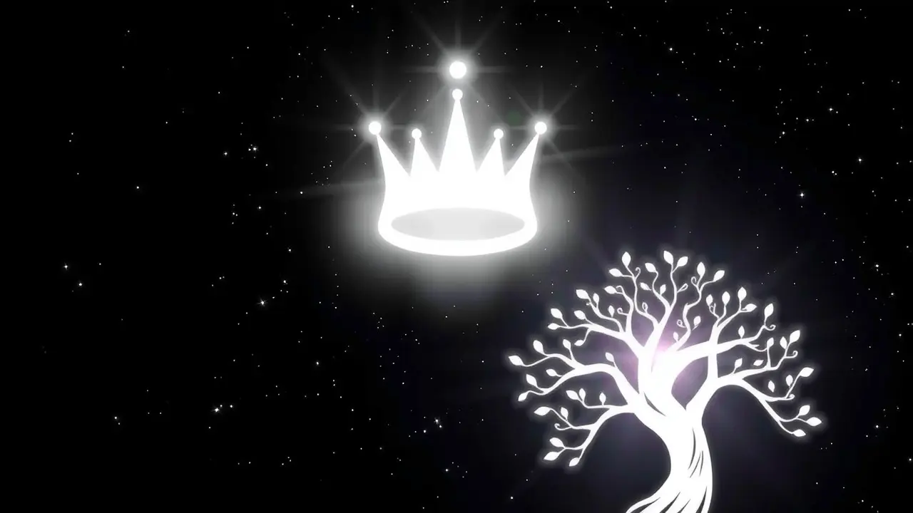 Coroa branca luminosa sobre a Árvore da Vida