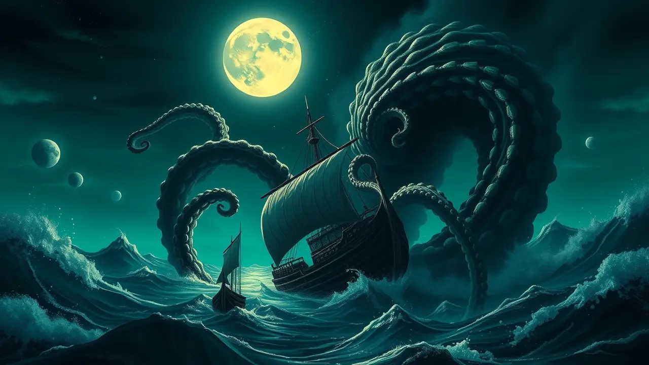 Sonhar com Kraken: Desvende os Mistérios das Profundezas Kraken emergindo do oceano em sonho.