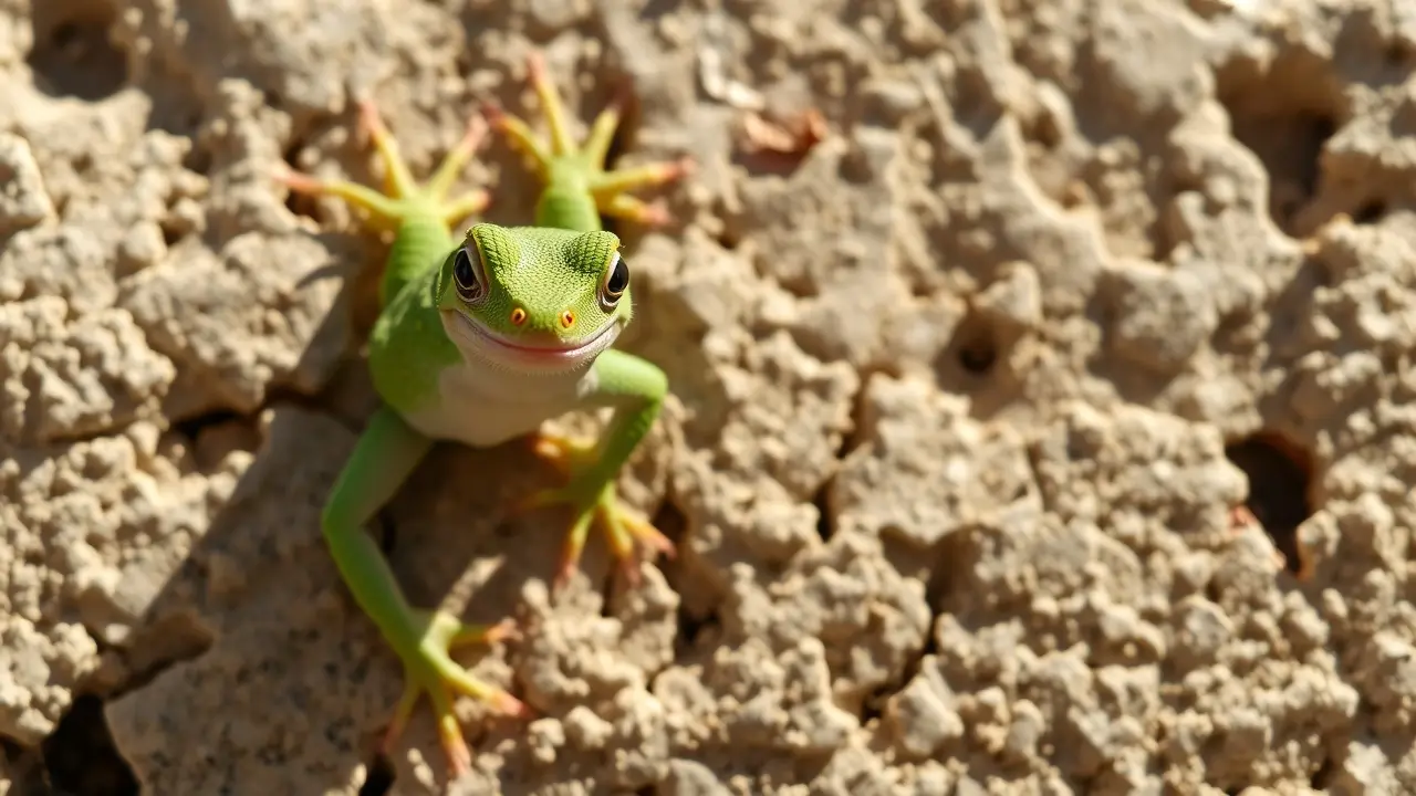 Sonhar com Lagartixa: Descubra os Significados e Interpretações! Lagartixa verde agarrada em parede de pedra