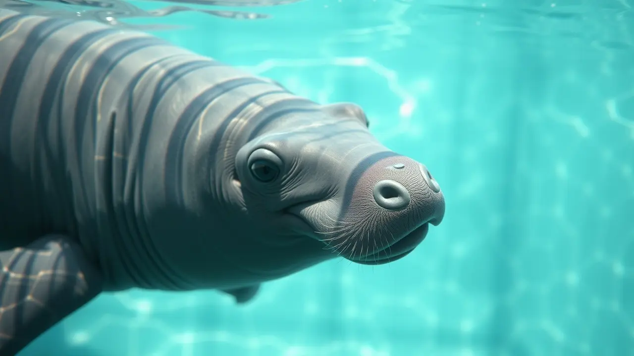 Significado de Sonhar com Lamantim: Desvendando os Mistérios Marinhos Lamantim nadando calmamente em águas claras.