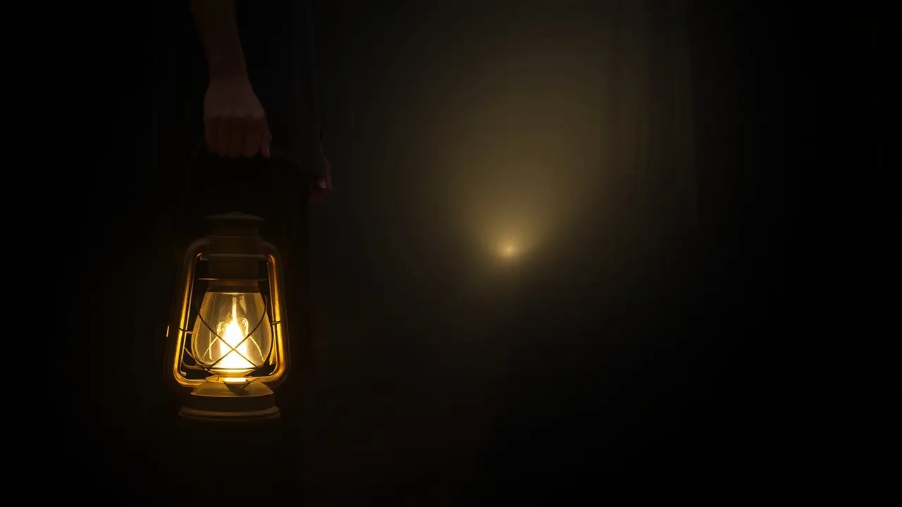 Sonhar com Lanterna: Descubra os Significados Ocultos Pessoa segurando lanterna em floresta escura, buscando direção.
