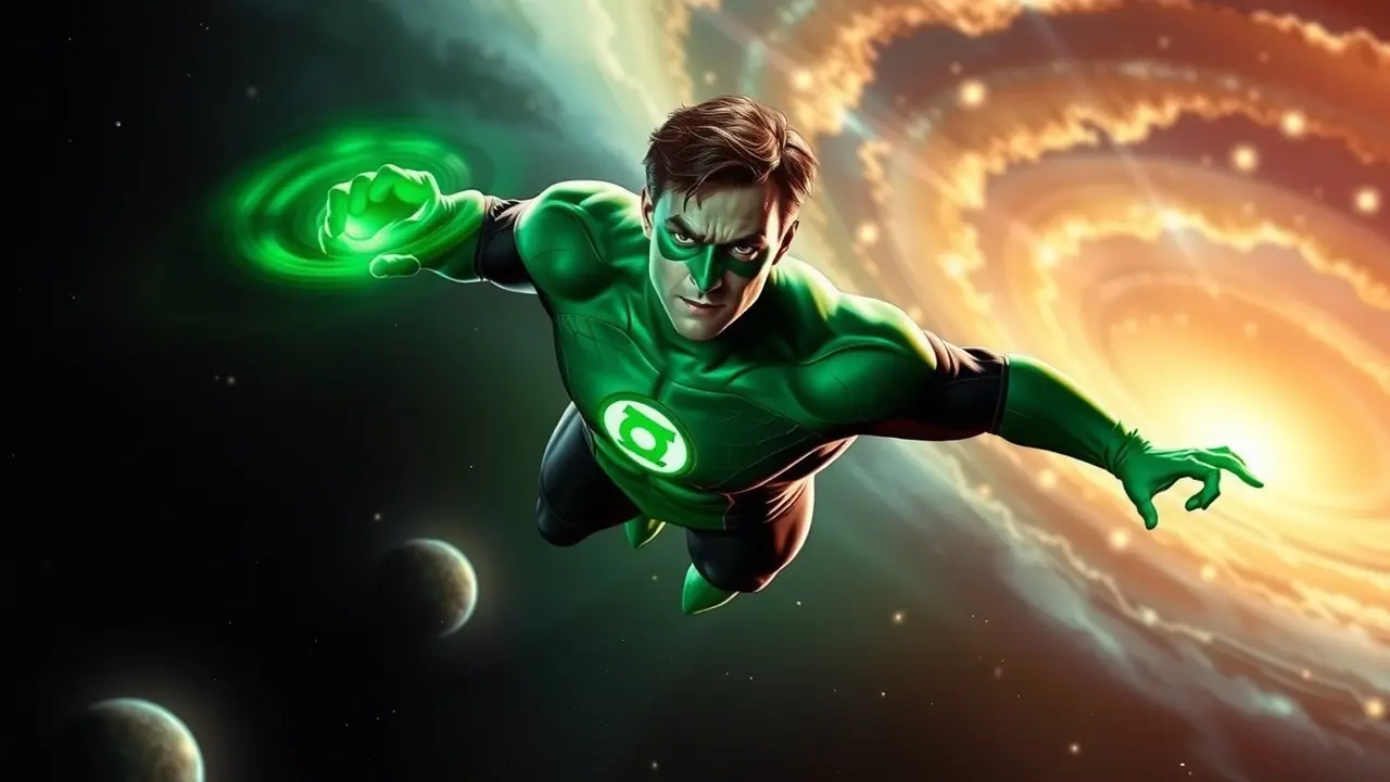 Sonhar com Lanterna Verde: Desvende os Significados! Lanterna Verde voando no espaço.