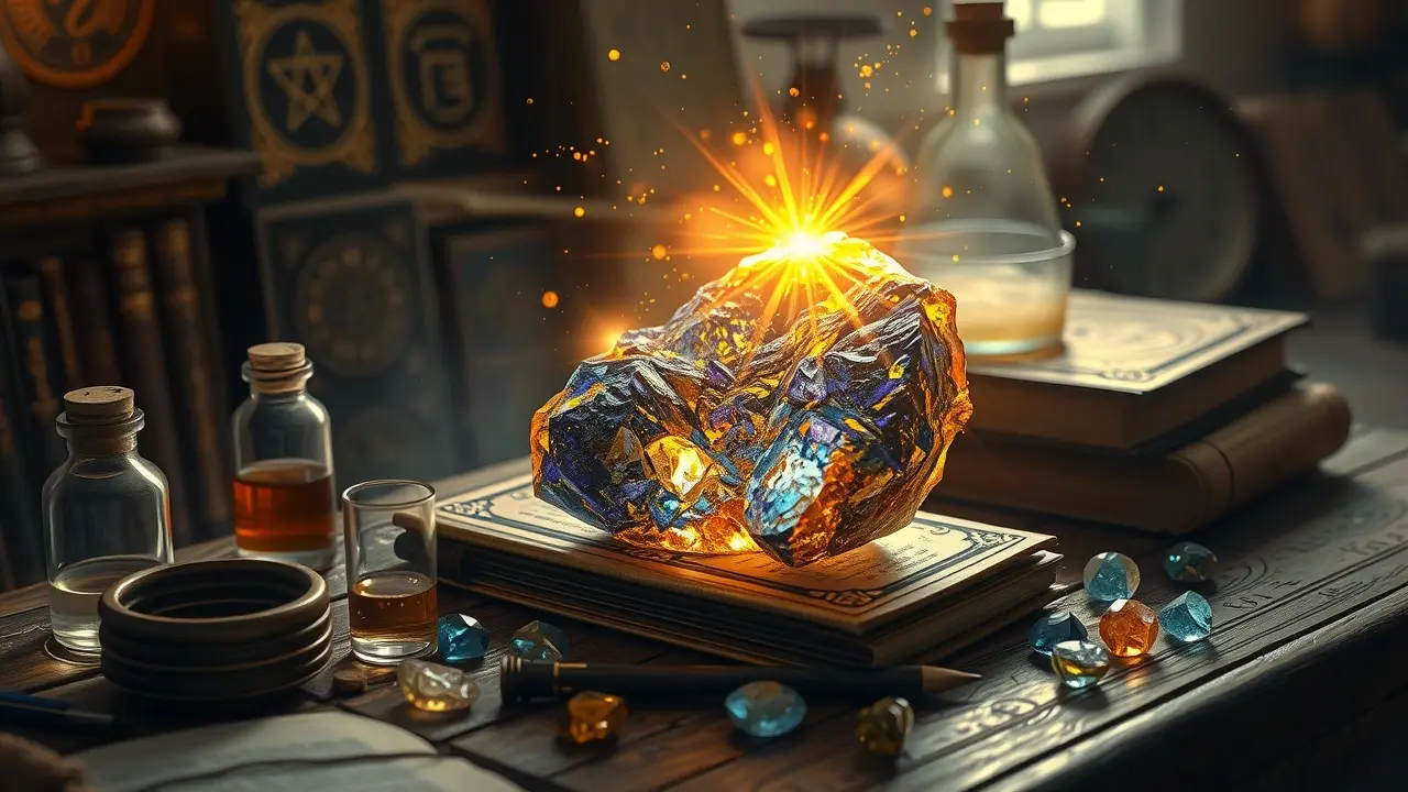 Lapis Philosophorum dourado brilhante.