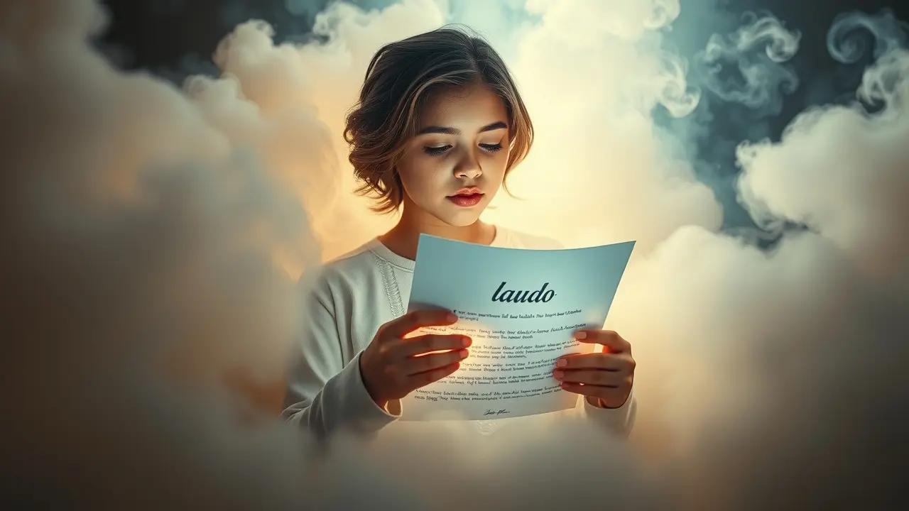 Significado de Sonhar com Laudo: Decifre os Sinais do Seu Inconsciente Pessoa segurando laudo brilhante em sonho