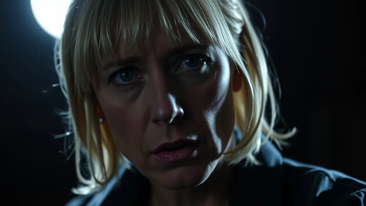 O Significado Oculto de Sonhar com Laurie Strode Laurie Strode em cena tensa de Halloween, representando resiliência.