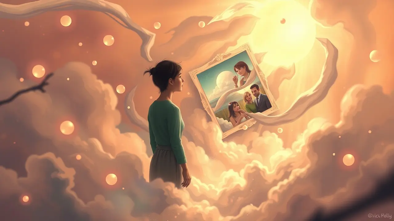 Ilustração de memórias em sonho.