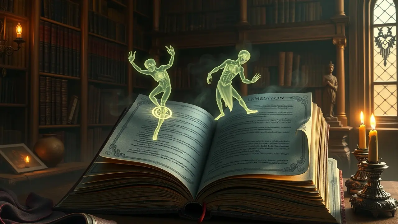 Significado de Sonhar com Lemegeton: Desvende os Mistérios! Livro antigo Lemegeton com símbolos brilhantes