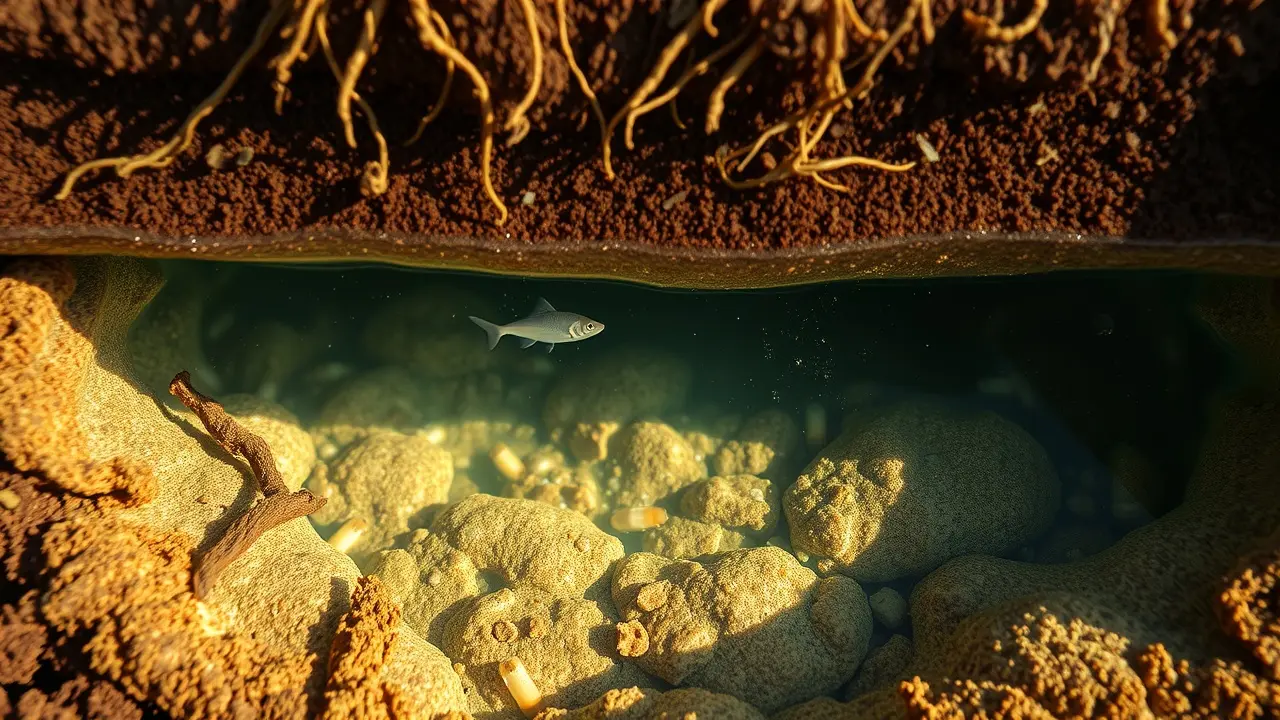 Representação de lençol freático subterrâneo