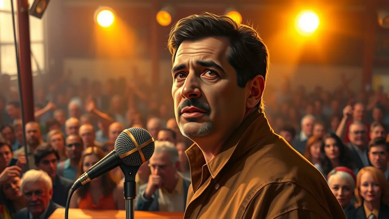 Significado de Sonhar com Leonel Brizola: Interpretações e Simbolismos Leonel Brizola em palanque, pintura digital.