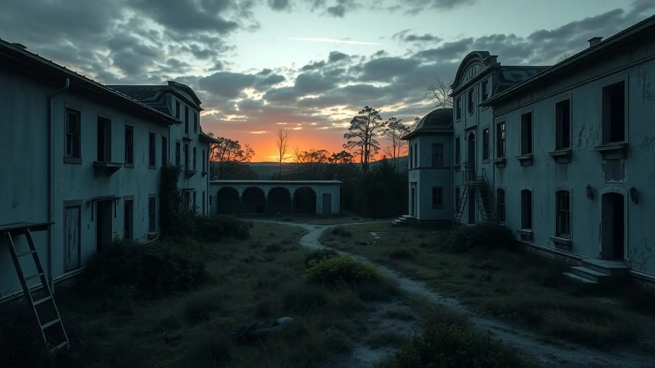 Um leprosário abandonado ao entardecer