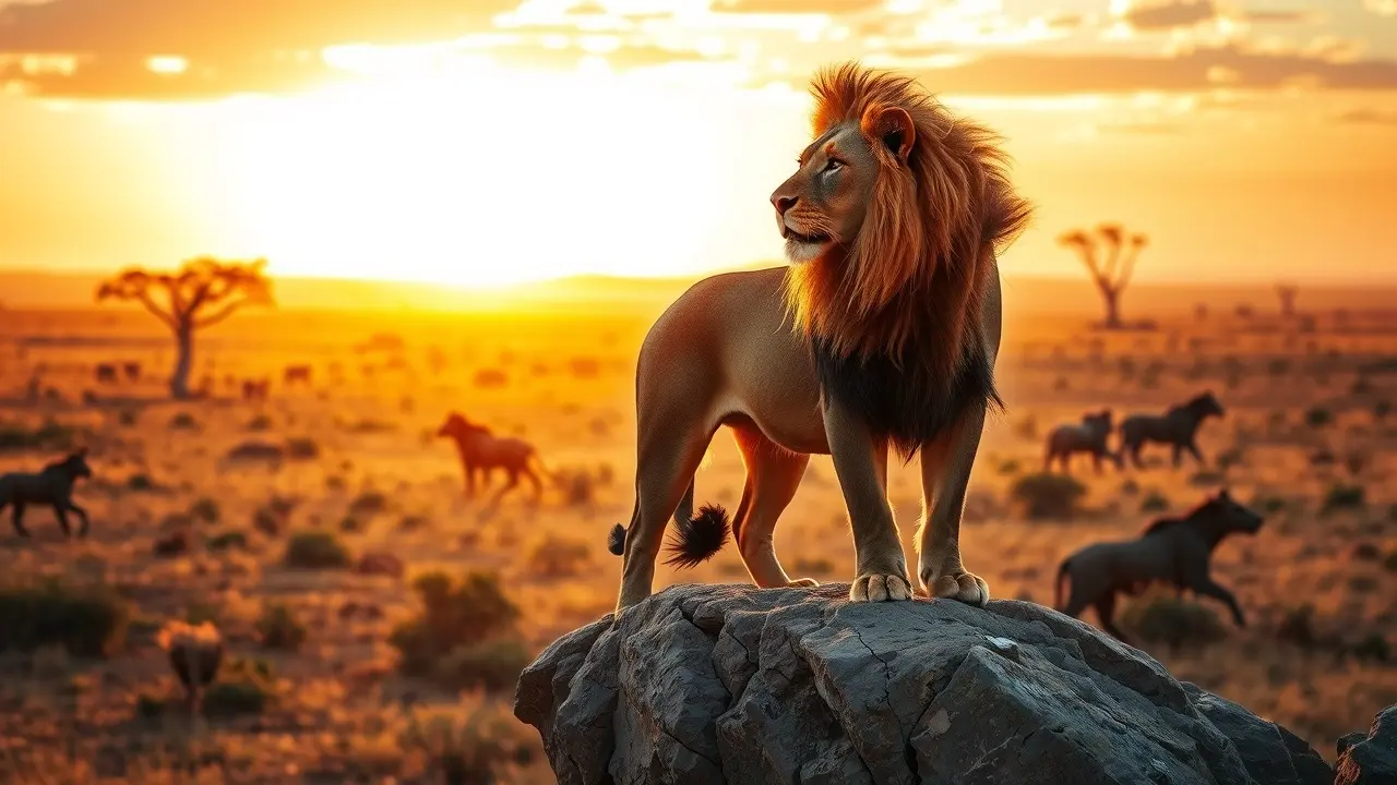 Sonhar com Leôncio: Desvende os Significados Ocultos Leôncio majestoso ao nascer do sol