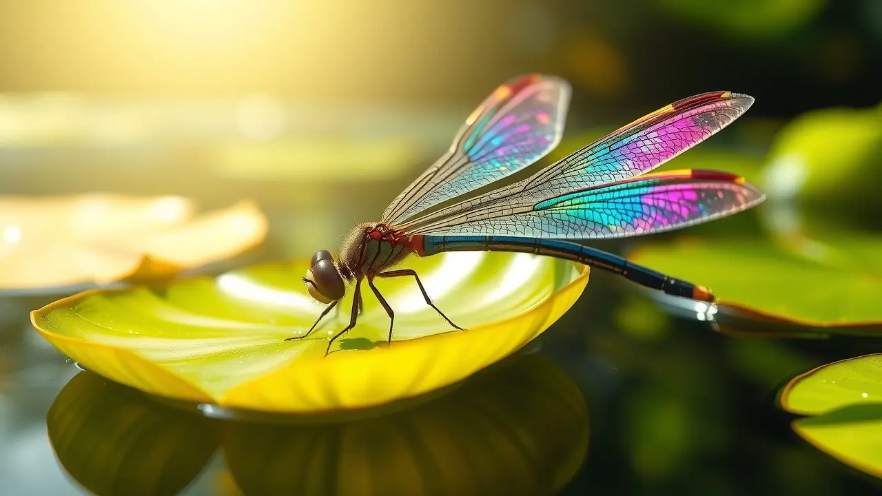 Significado de sonhar com libelinha: Desvende os mistérios! Libelinha pousada em vitória-régia.