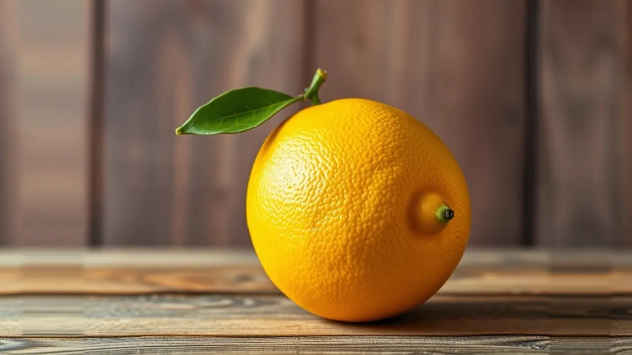 Limão amarelo maduro sobre mesa de madeira