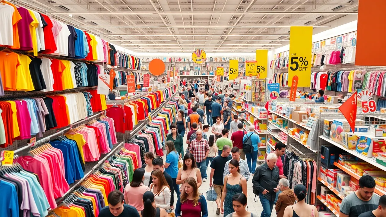 Significado de Sonhar com Liquidação: Descubra as Interpretações! Liquidação em loja cheia de pessoas.