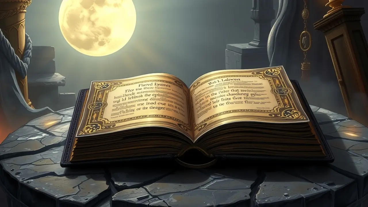 Significado de Sonhar com Livro dos Mortos: Desvende os Mistérios Livro dos Mortos em um altar de pedra