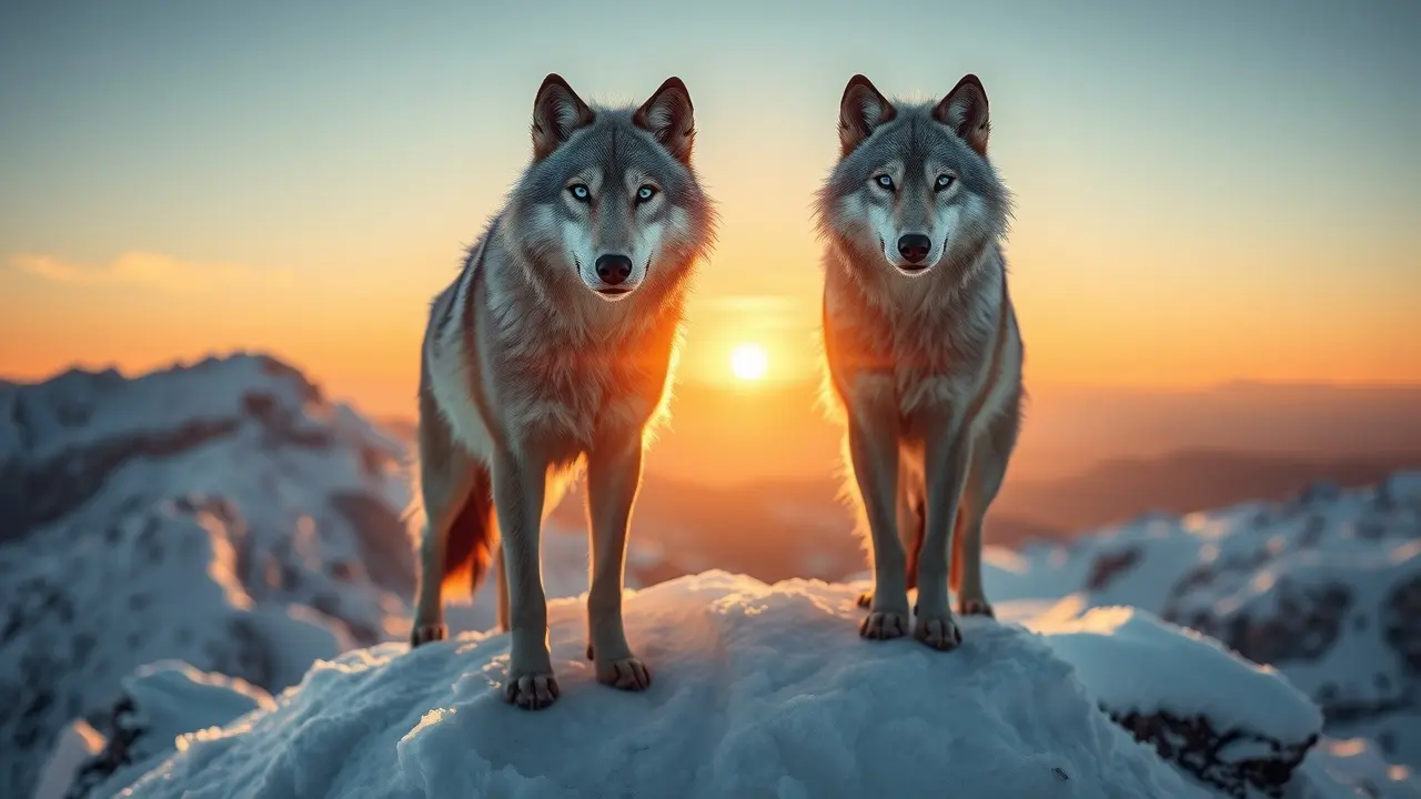 Sonhar com Lobão: Desvende os Significados e Simbolismos! Lobão em pé na neve sob a luz do sol