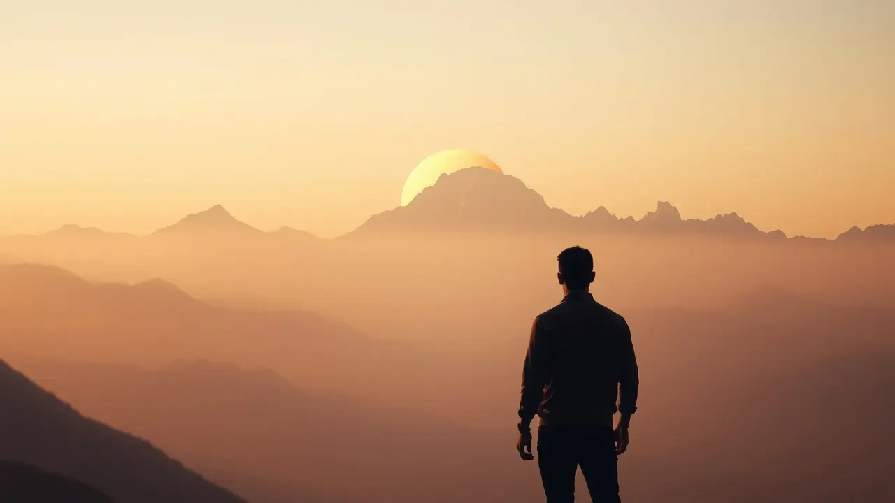 Significado de Sonhar com Logos: Decifre os Símbolos! Pessoa admirando logo em paisagem onírica.