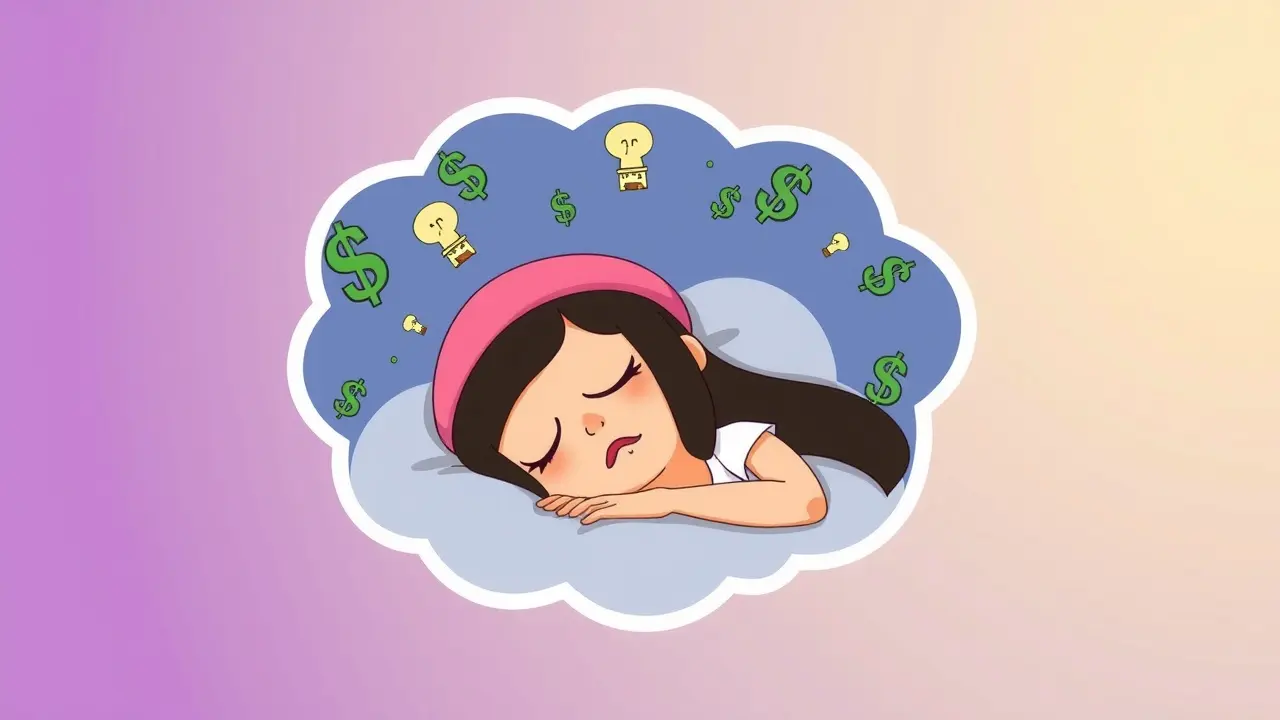 Louise Belcher dormindo e sonhando com cifrões.