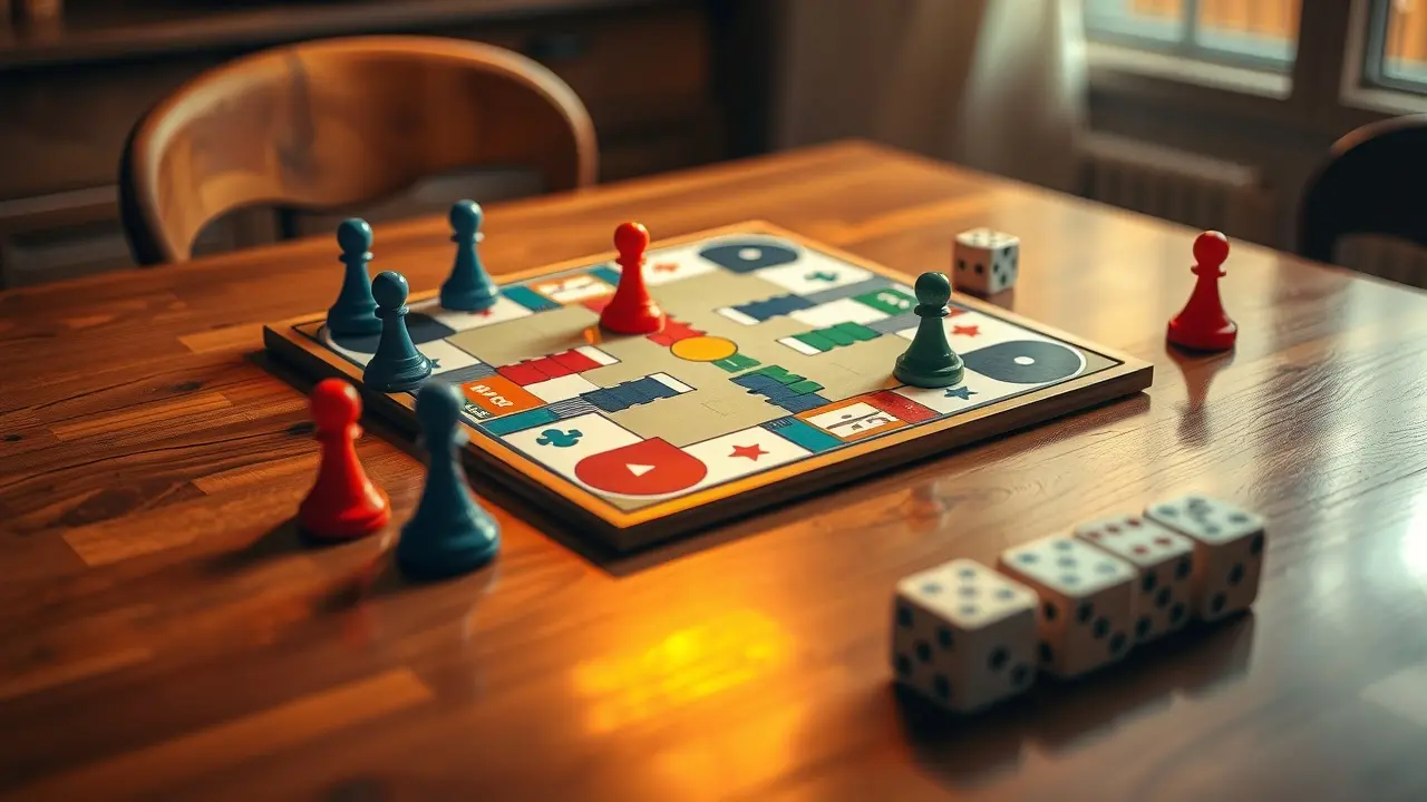 Tabuleiro de ludo colorido.