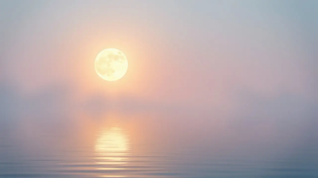 Lua cheia refletida em lago sereno