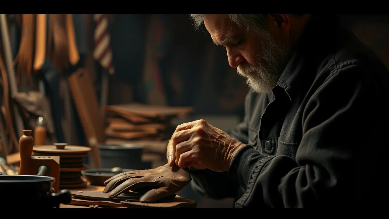 Sonhar com Luveiro: Descubra o Significado Oculto! Luveiro habilidoso criando luvas de couro