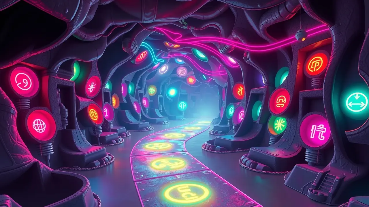 Sonho com luzes coloridas iluminando caminho.