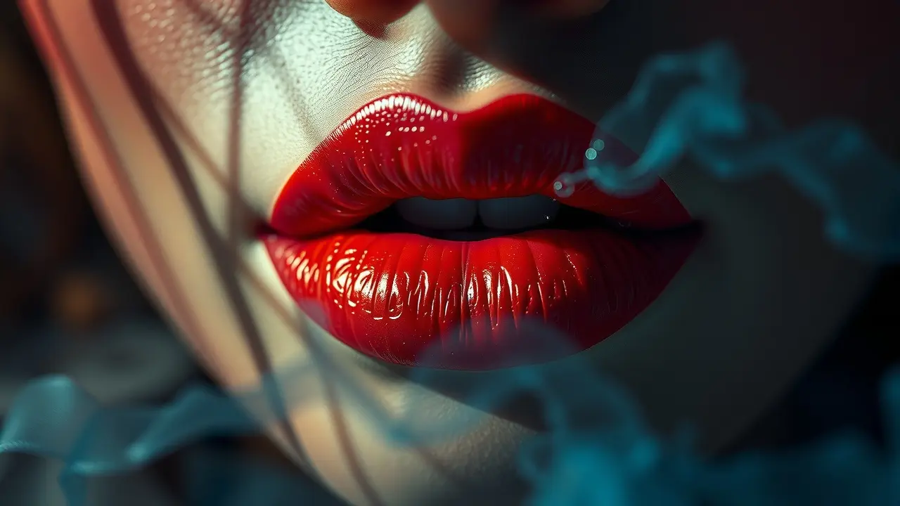 Lábios expressivos com maquiagem artística