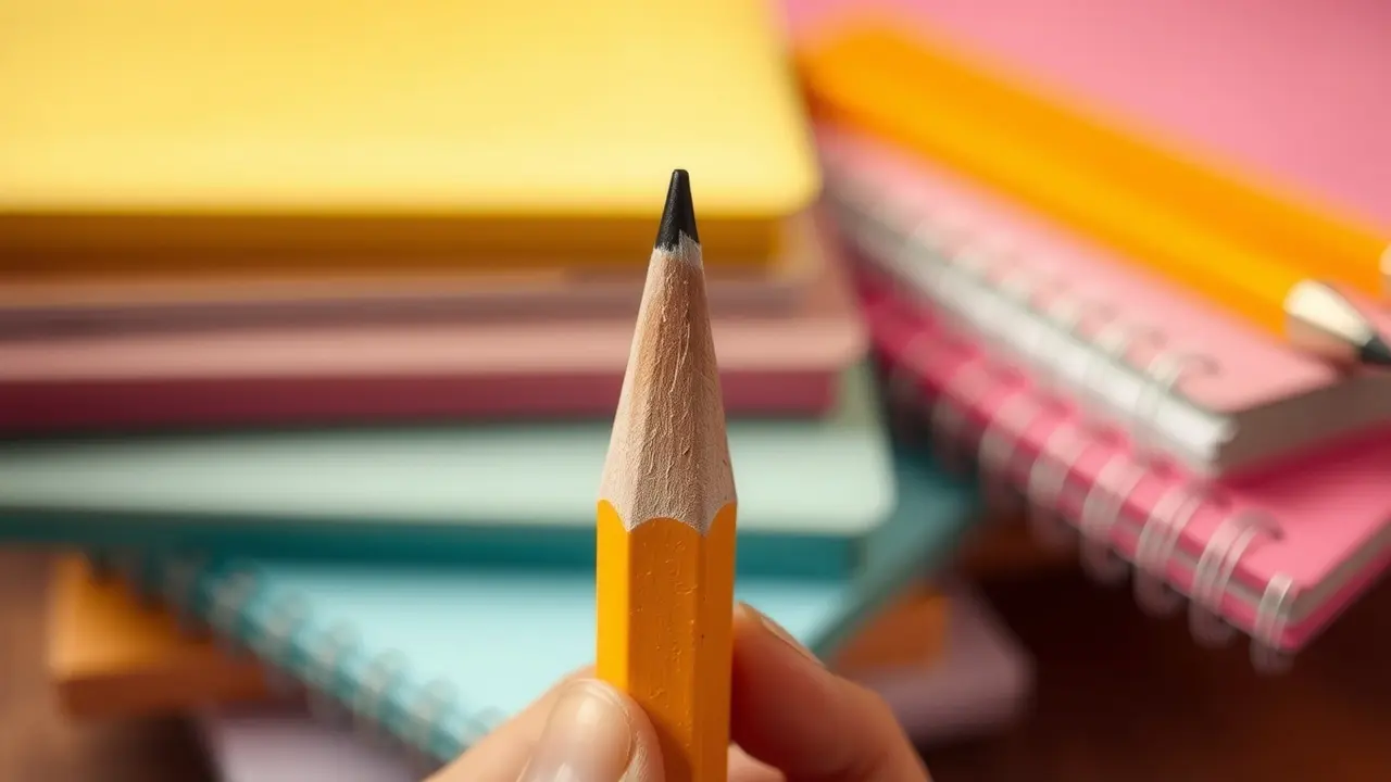 Mão segurando um lápis amarelo apontado
