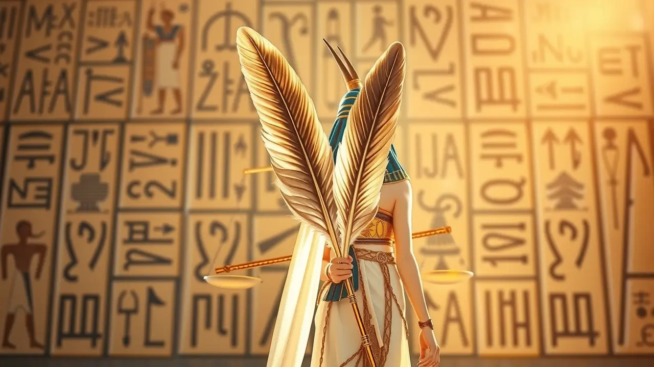 Sonhar com Maat: Descubra o Significado e a Justiça Divina Deusa Maat segurando pena da verdade