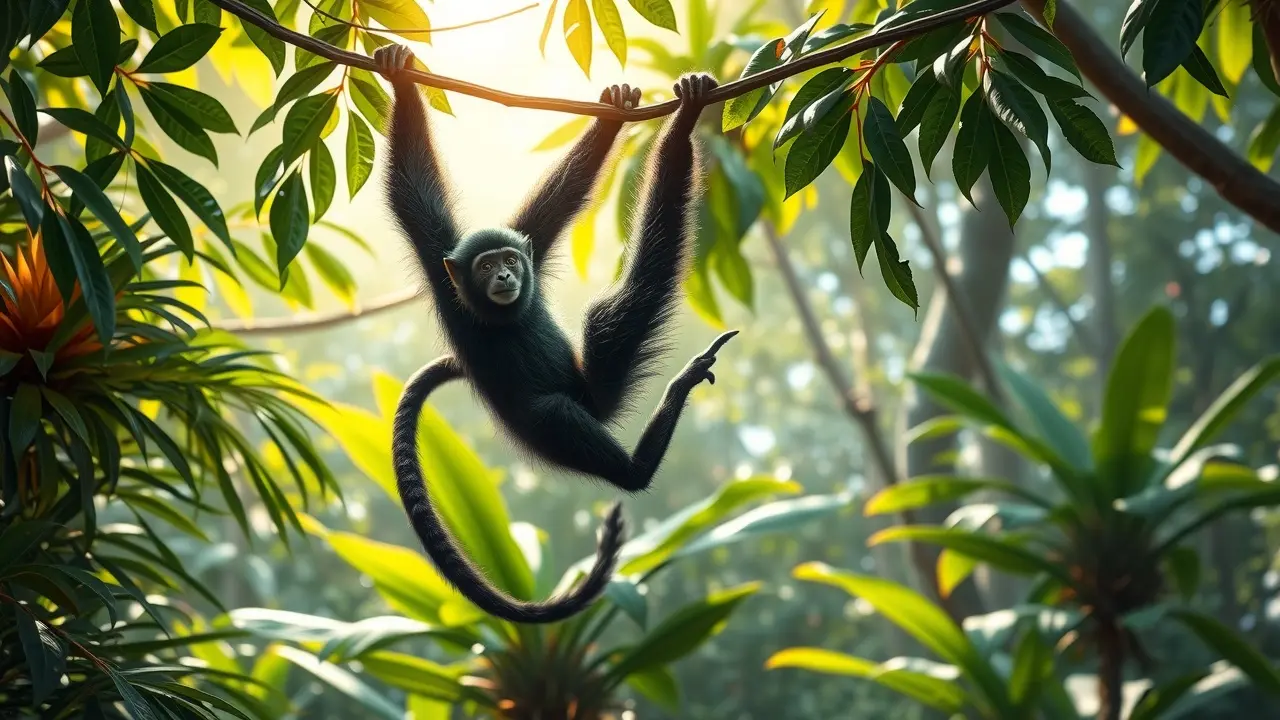 Sonhar com Macaco-Aranha: Descubra o Significado e as Interpretações! Macaco-aranha saltando na floresta