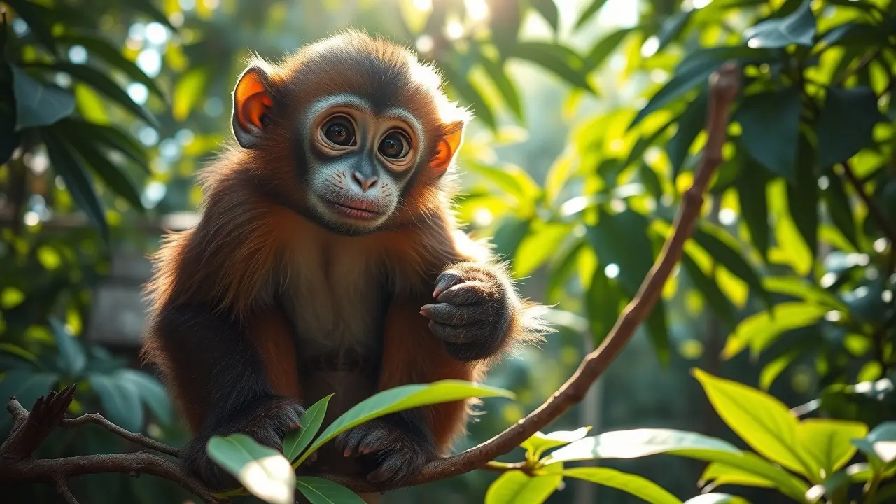 Sonhar com Macaco: Descubra os Significados e Interpretações! Um macaco marrom sentado em um galho na floresta.