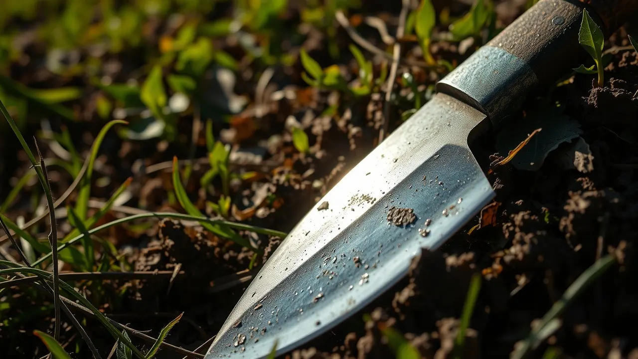 Machete em campo ensolarado