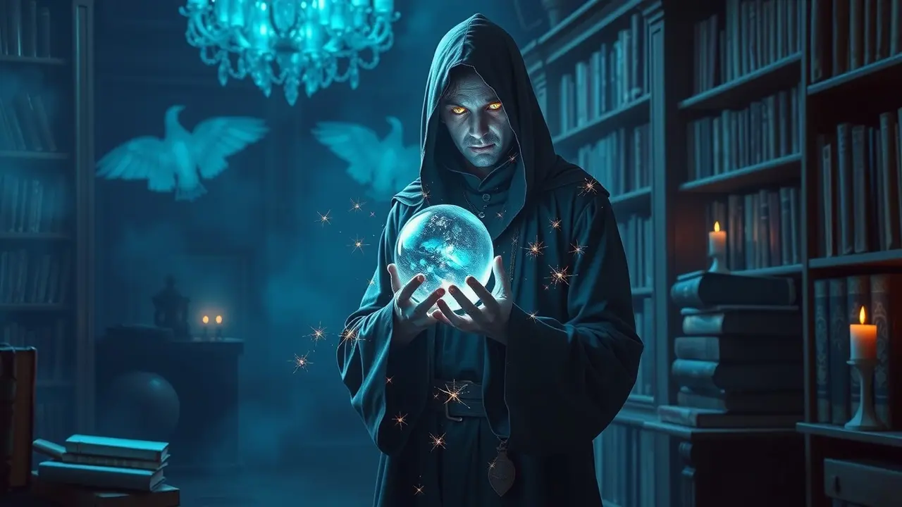 Sonho com magia: pessoa misteriosa com bola de cristal.