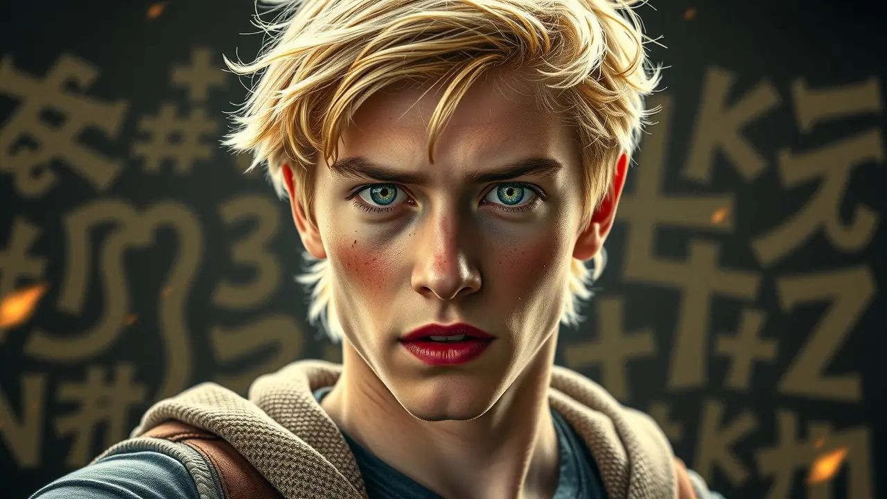 Sonhar com Magnus Chase: Descubra o Significado e as Mensagens Ocultas Magnus Chase em close-up com runas nórdicas.