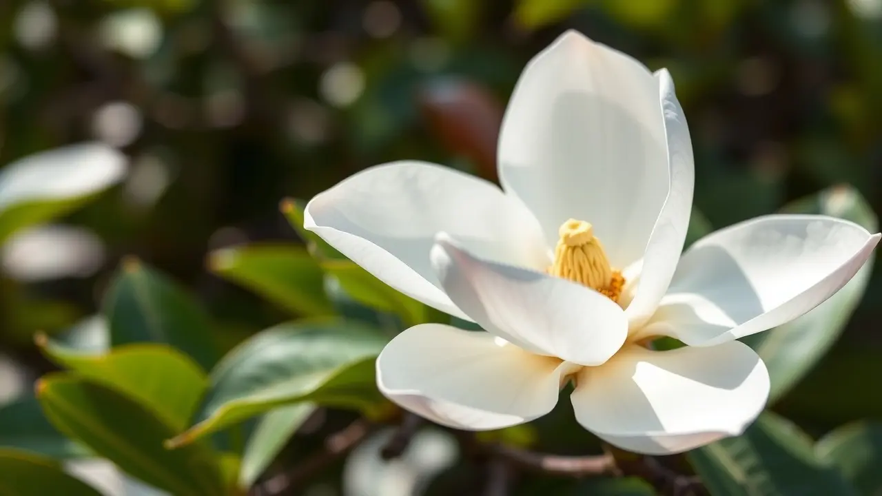 Magnólia branca em plena floração
