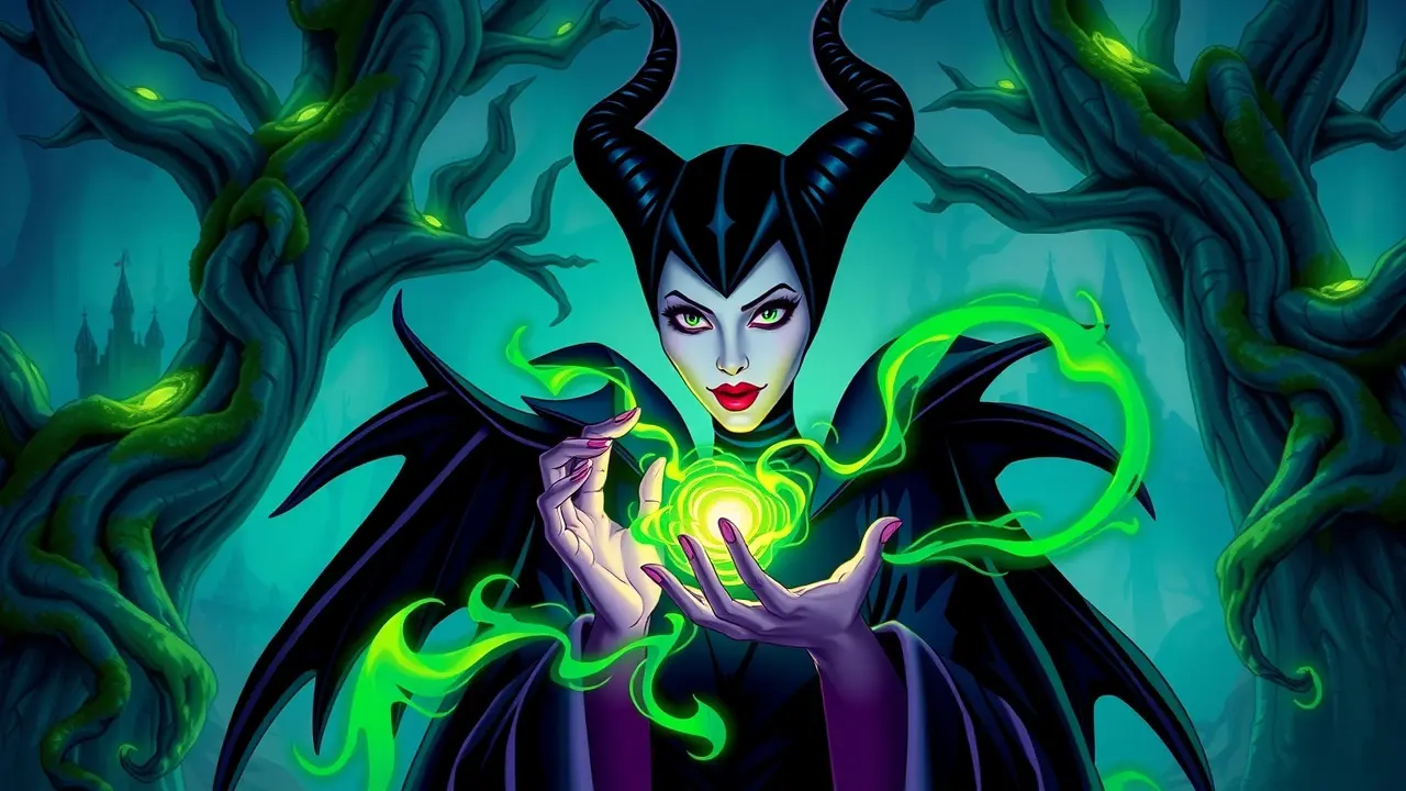 Sonhar com Maleficent: Decifre os Significados Ocultos Maleficent lançando feitiço na floresta