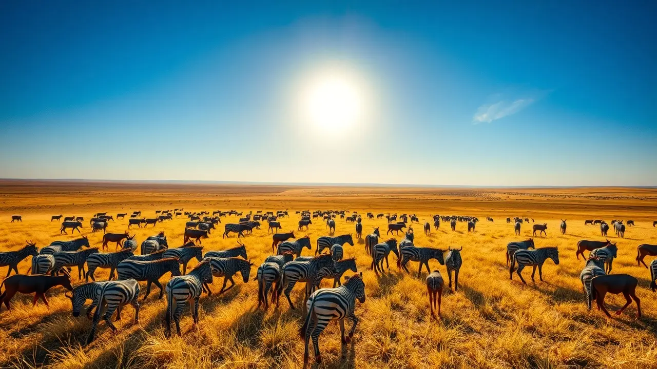 Sonhar com Manada: Desvende os Significados e Simbolismos! Manada diversa pastando em pradaria ensolarada.