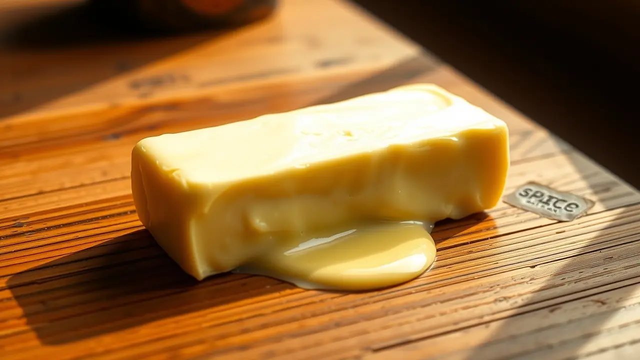 Pedaço de manteiga dourada derretendo