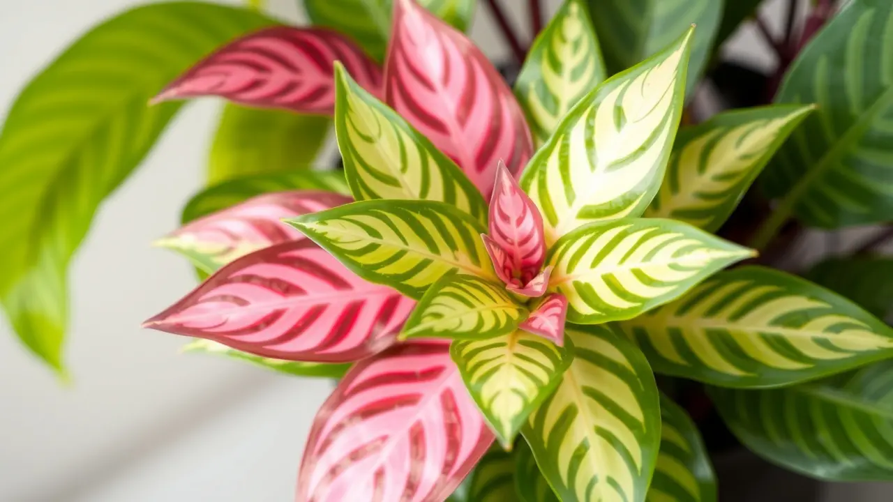 Sonhar com Maranta-Tricolor: Descubra o Significado Escondido Maranta-tricolor com folhas coloridas.