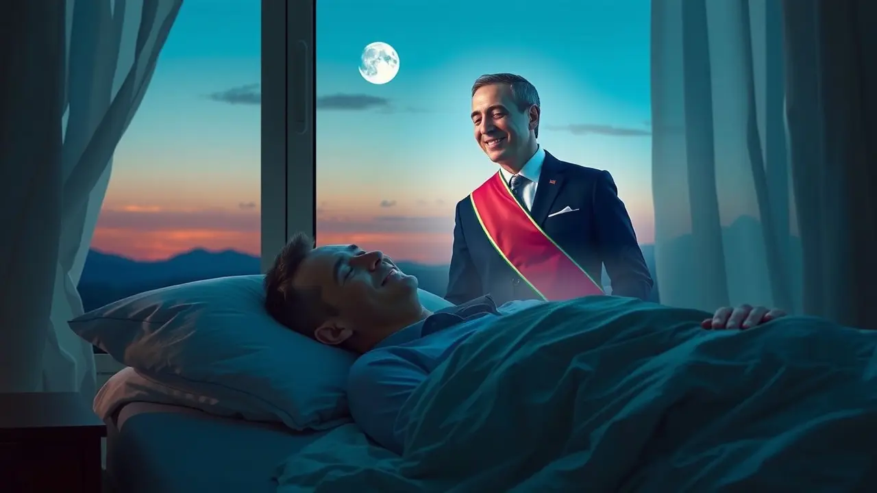 Homem sonhando com Marcelo Rebelo de Sousa