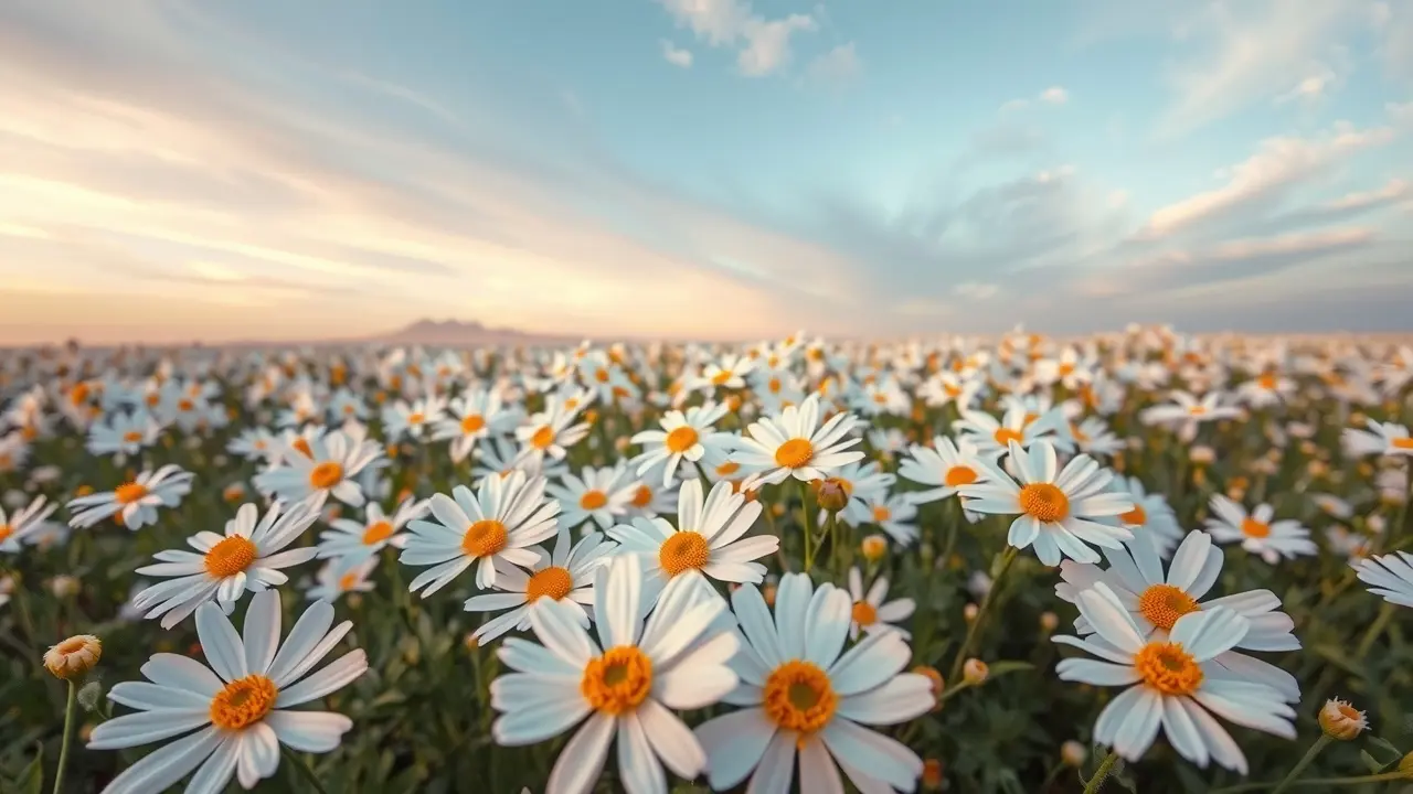 Campo de margaridas brancas em um sonho